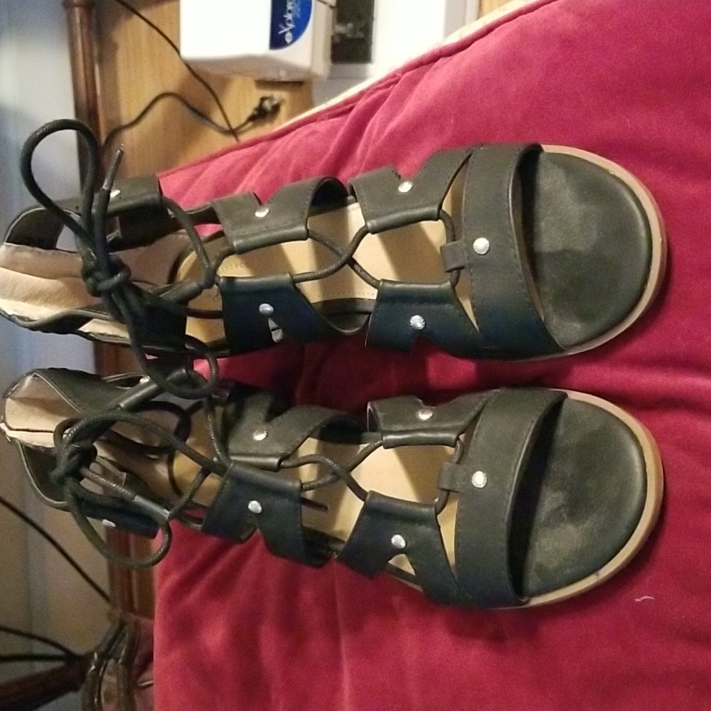 Strappy black heels